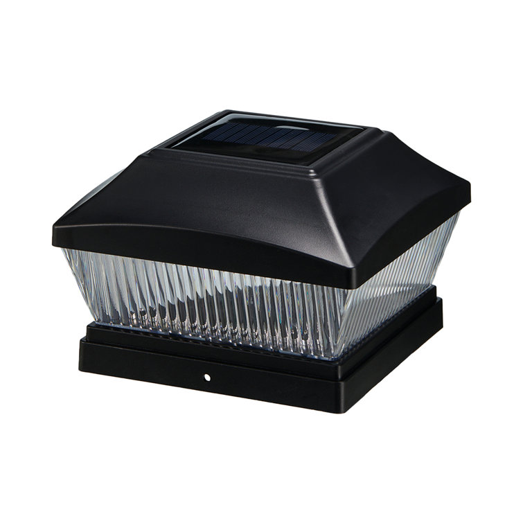 Black Solar Powered LED Fence Post Cap Lights Set of 4