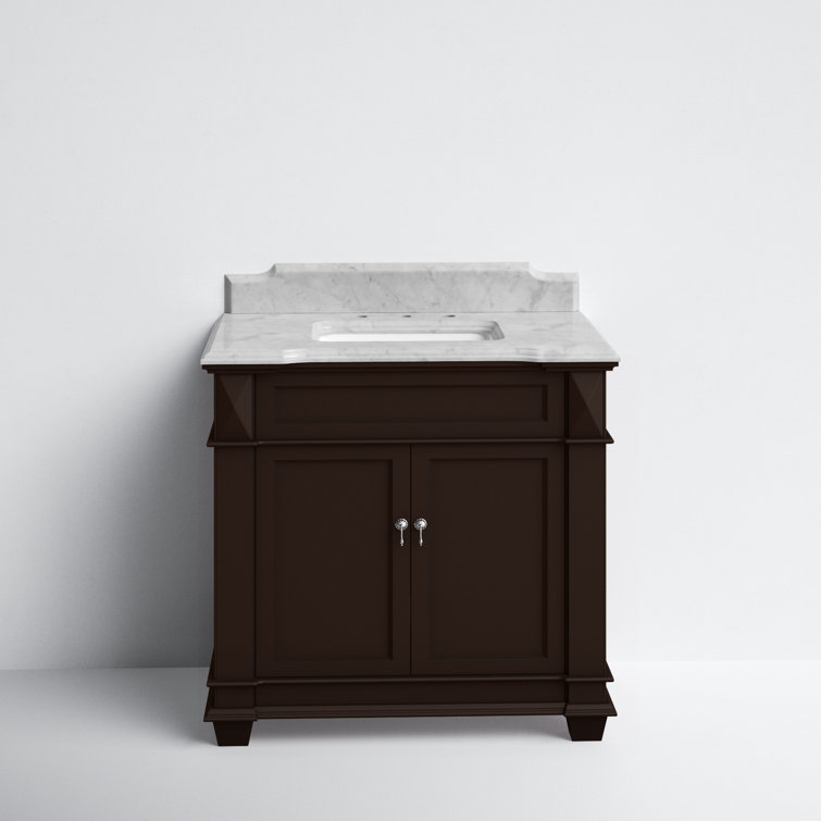 Royal Blue Pine Single Bathroom Vanity with Carrara Marble Top