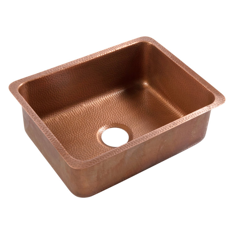 Handmade Antique Copper 23" Single Bowl Undermount Kitchen Sink