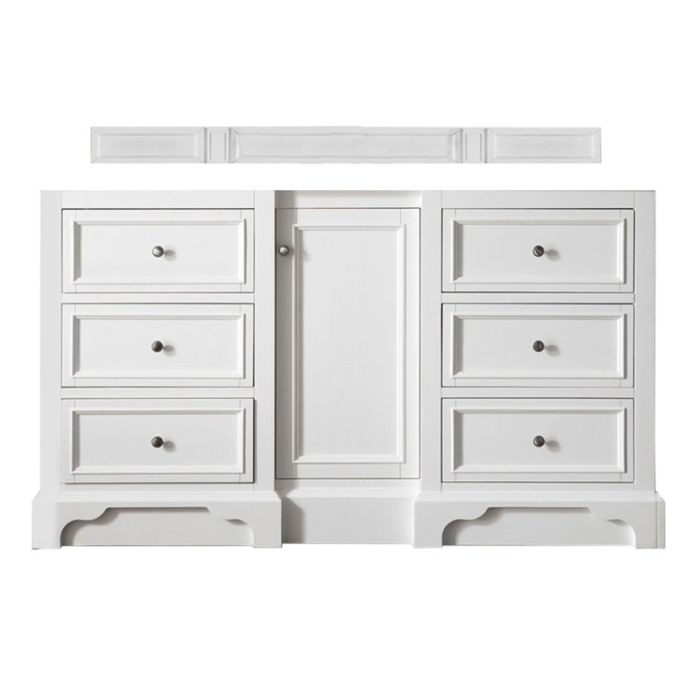 Bright White Solid Wood 60" Single Bathroom Vanity Base