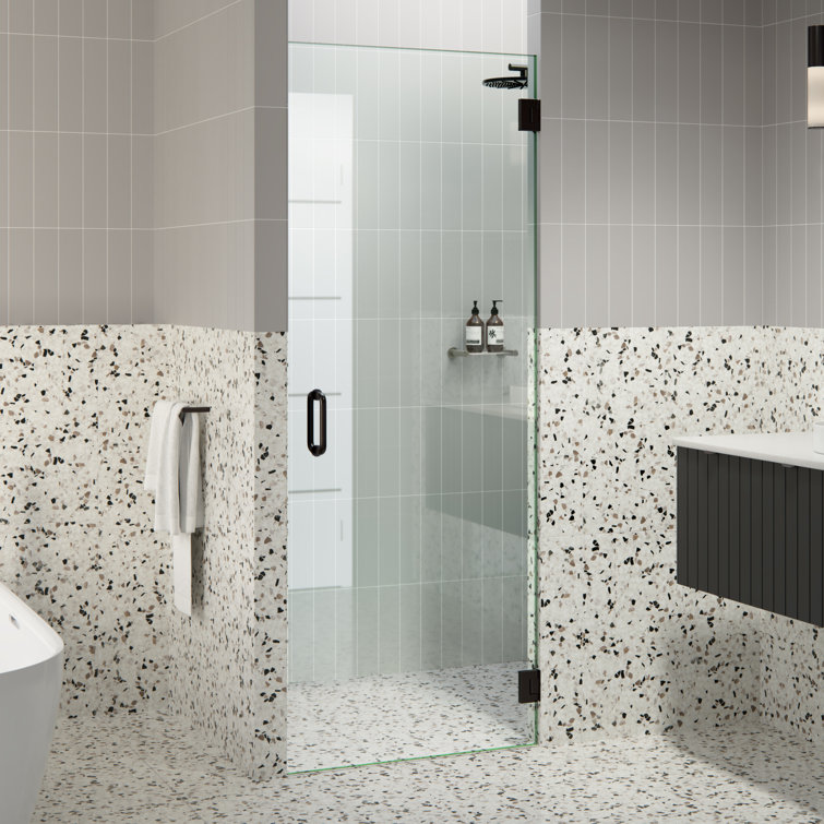 Albedo 78" Frameless Hinged Shower Door in Oil Rubbed Bronze