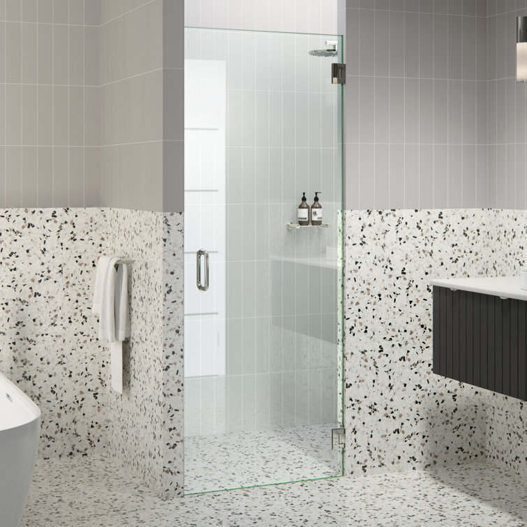 Albedo 78" Frameless Hinged Shower Door in Polished Chrome