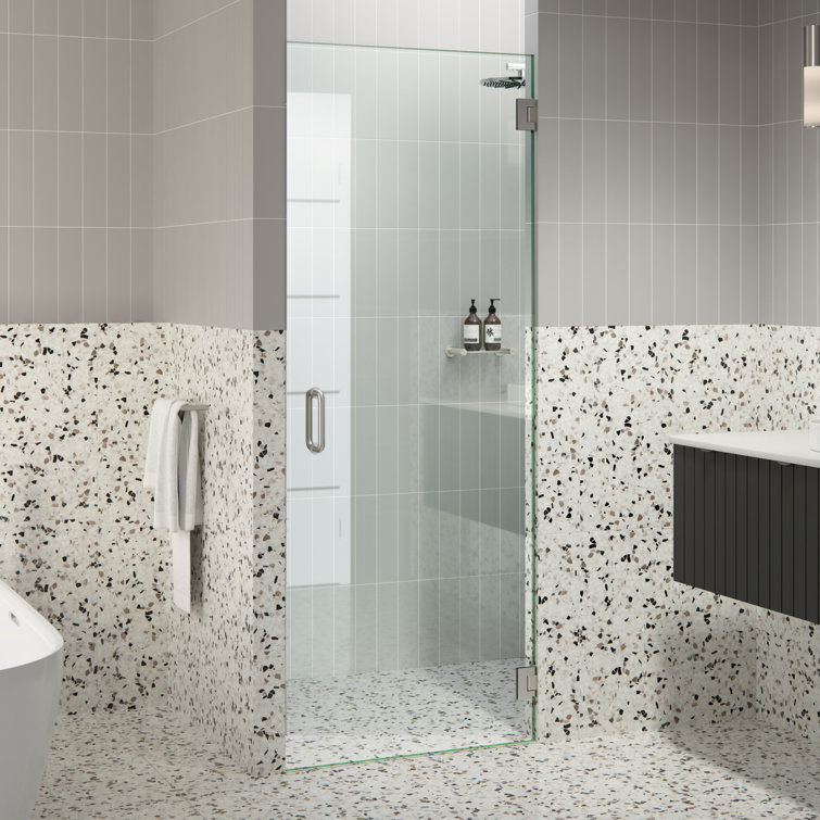 Albedo 78" Frameless Glass Shower Door with Brushed Nickel Hardware