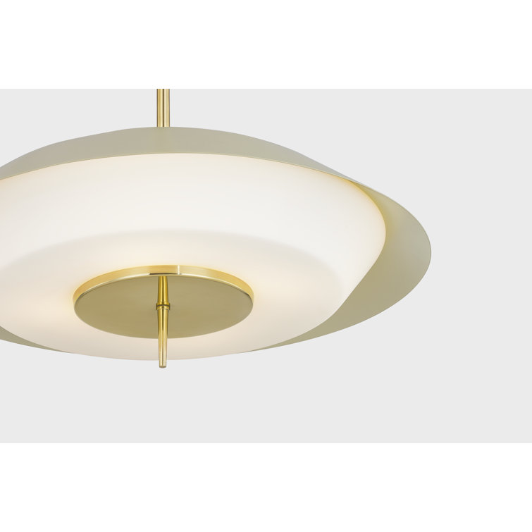 Aged Brass and Cream 24" Pendant Light with Opal Matte Glass Shade