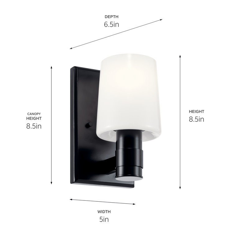 Adani Black Steel Wall Sconce with Opal Glass Shade