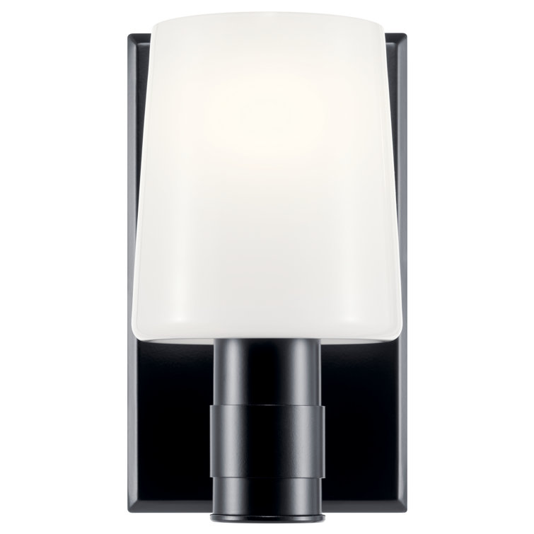 Adani Black Steel Wall Sconce with Opal Glass Shade
