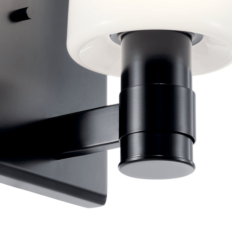 Adani Black Steel Wall Sconce with Opal Glass Shade