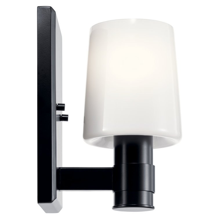 Adani Black Steel Wall Sconce with Opal Glass Shade