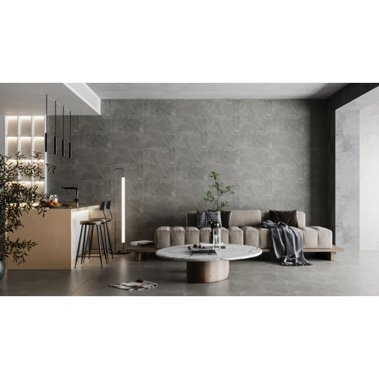 Florence Gray 12" x 24" Matte Porcelain Marble Look Tile