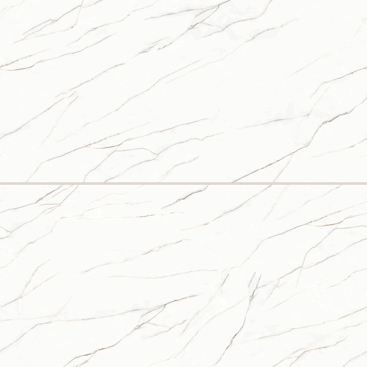 Shandar 24" x 48" White Porcelain Marble Look Rectified Tile