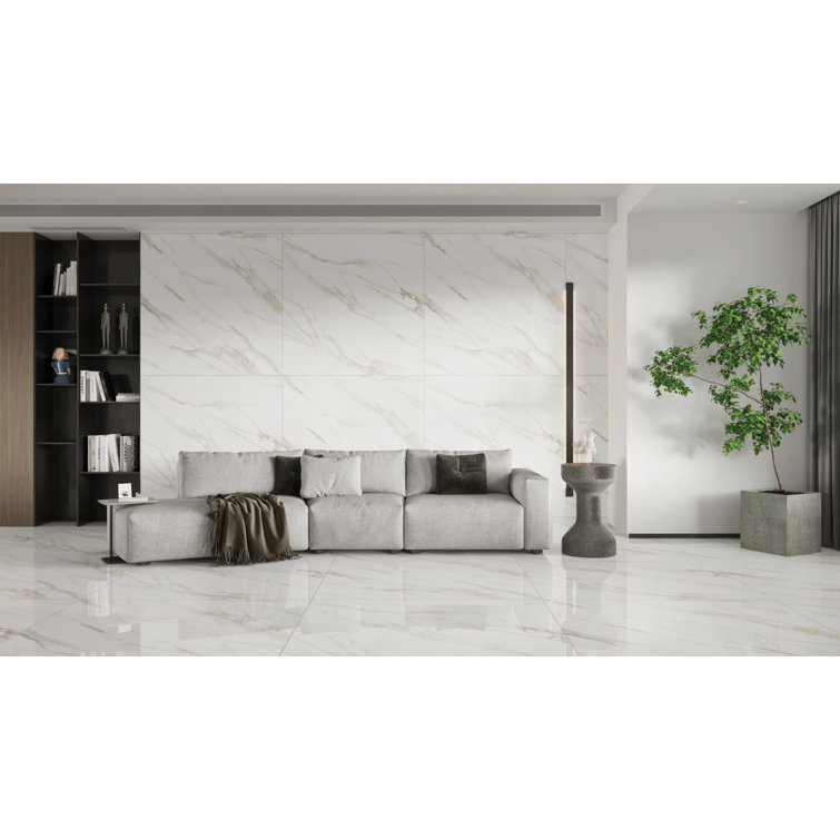 Shandar 48'' x 48'' Matte Porcelain Marble Look Tile