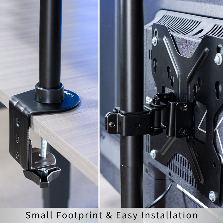 Black Adjustable Steel Full Motion TV Desk Mount with Riser