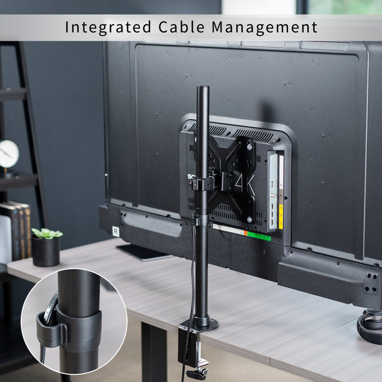Black Adjustable Steel Full Motion TV Desk Mount with Riser