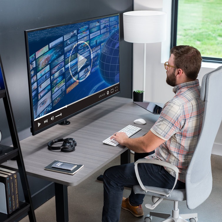 Black Adjustable Steel Full Motion TV Desk Mount with Riser