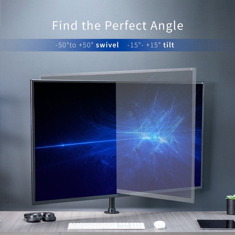 Black Adjustable Steel Full Motion TV Desk Mount with Riser
