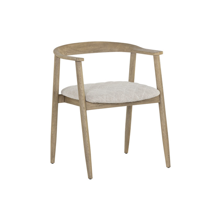 Transitional Belfast Heather Grey Quilted Oak Arm Chair