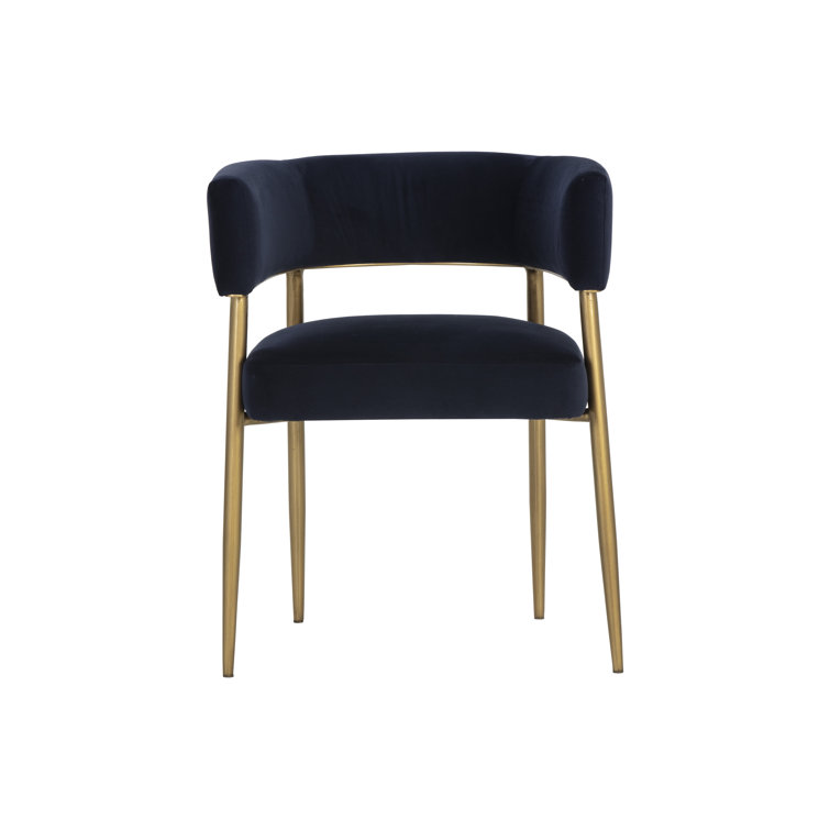 Abbington Navy Upholstered Arm Chair with Brass Legs