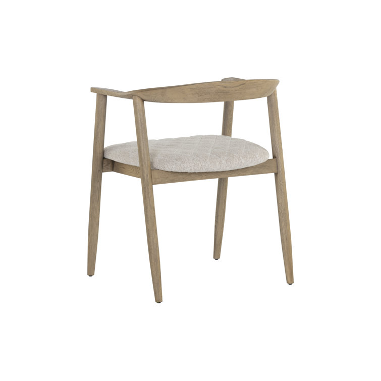 Transitional Belfast Heather Grey Quilted Oak Arm Chair