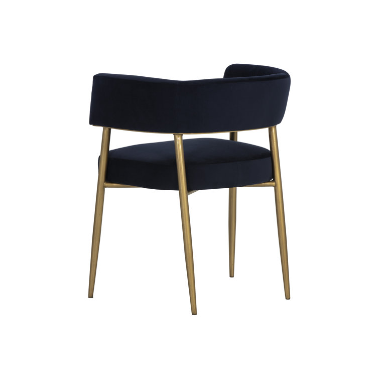 Abbington Navy Upholstered Arm Chair with Brass Legs