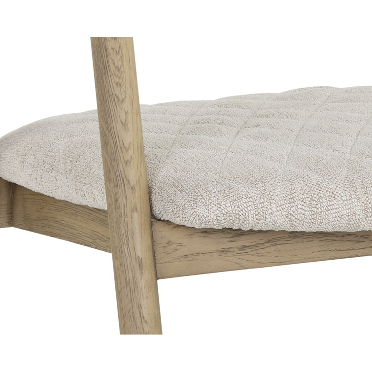 Transitional Belfast Heather Grey Quilted Oak Arm Chair