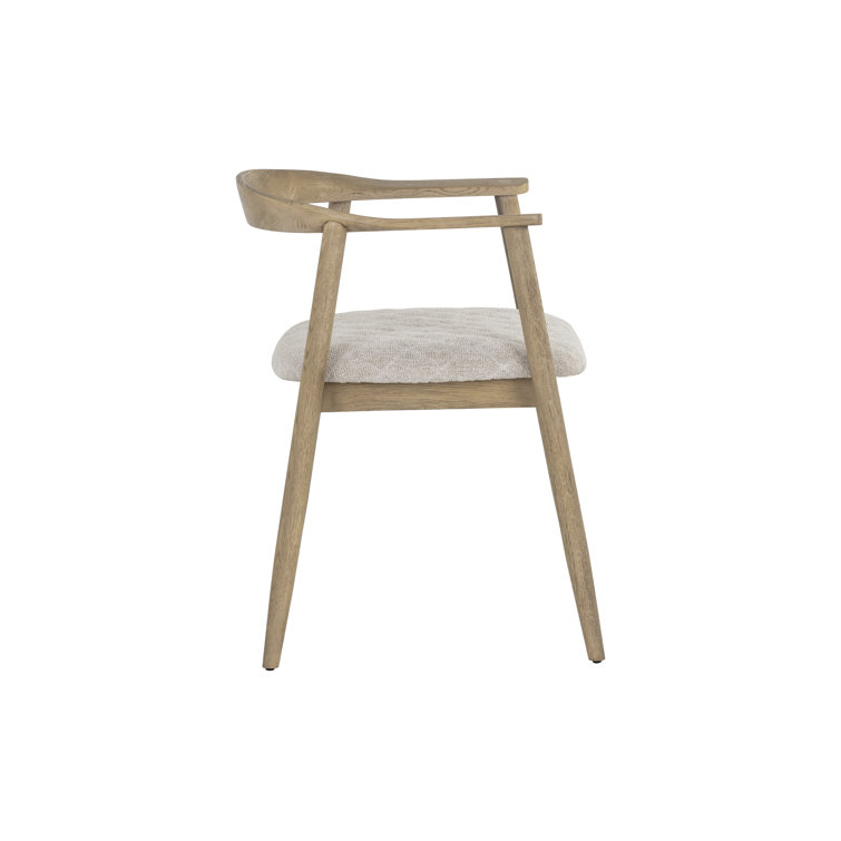 Transitional Belfast Heather Grey Quilted Oak Arm Chair