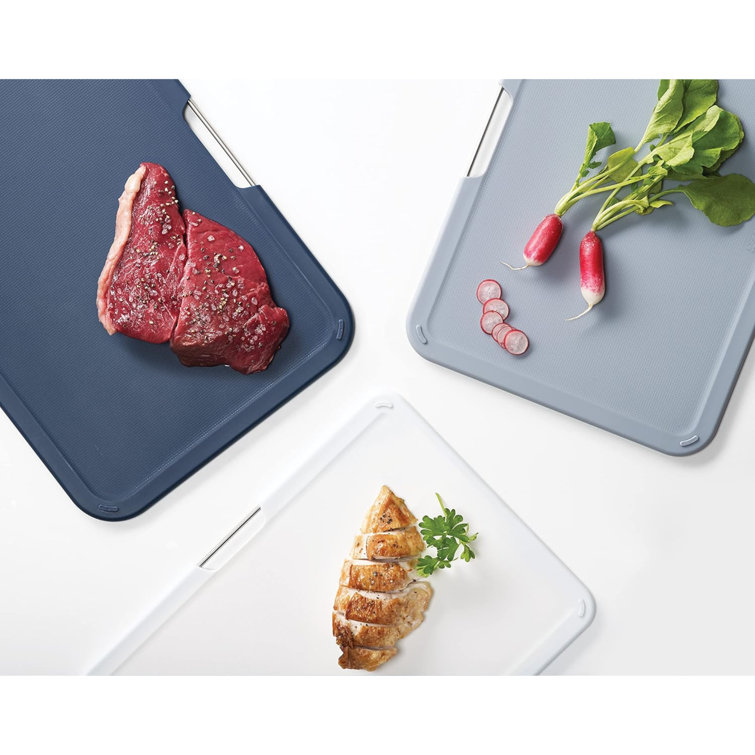 Large Gray Plastic 3-Piece Cutting Board Set with Stand