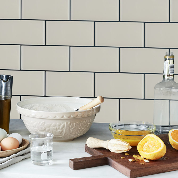 Ivory 3'' x 6'' Glass Peel and Stick Subway Tile