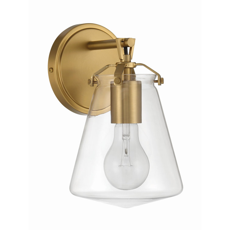 Luxe Gold Single Light Cone Glass Sconce