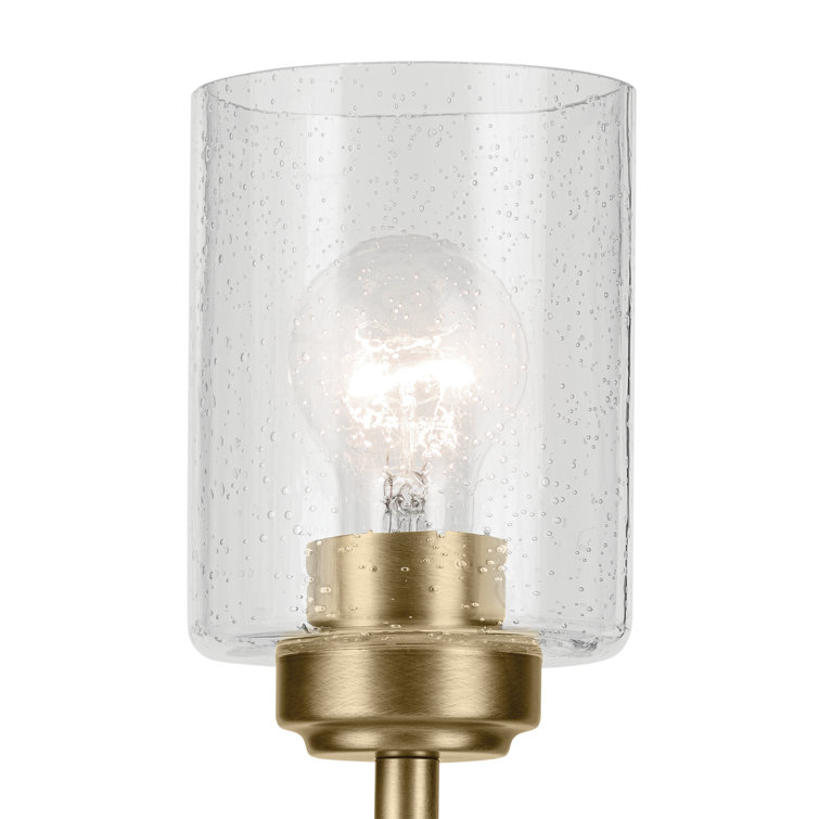 Natural Brass Mini Chandelier with Clear Seeded Glass