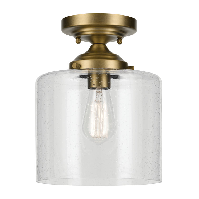 Winslow Natural Brass Semi-Flush Mount with Clear Seeded Glass