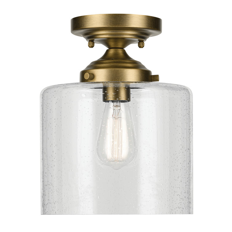 Winslow Natural Brass Semi-Flush Mount with Clear Seeded Glass
