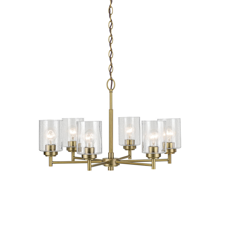 Winslow Natural Brass 6-Light Chandelier with Clear Seeded Glass