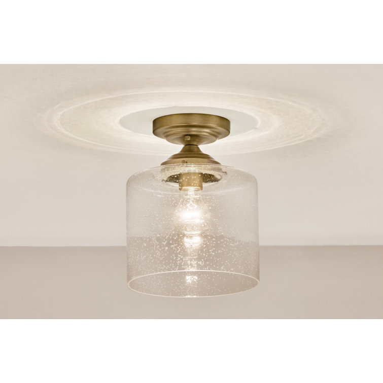 Winslow Natural Brass Semi-Flush Mount with Clear Seeded Glass