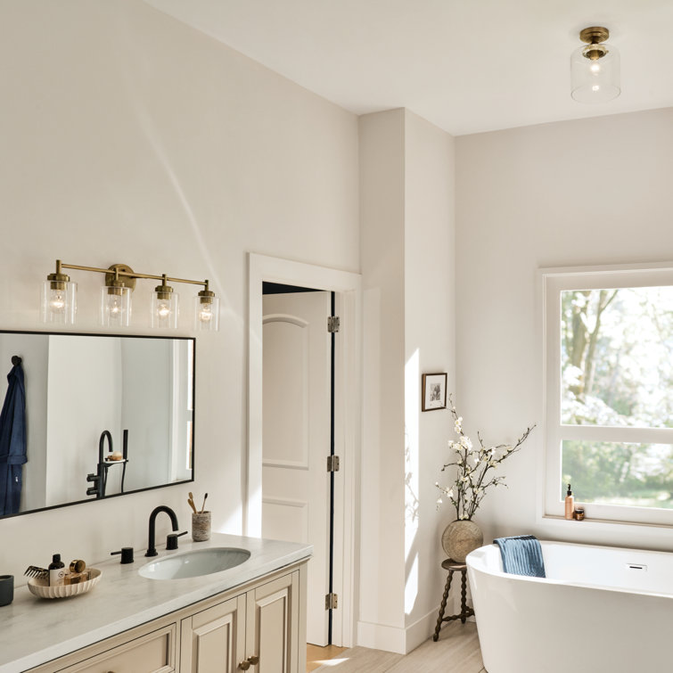 Winslow Natural Brass Semi-Flush Mount with Clear Seeded Glass