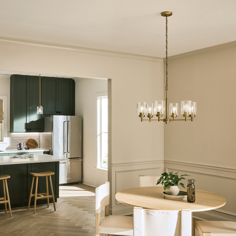 Winslow Natural Brass 6-Light Chandelier with Clear Seeded Glass