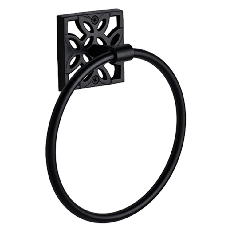 Matte Black Geometric Wall Mounted Towel Ring