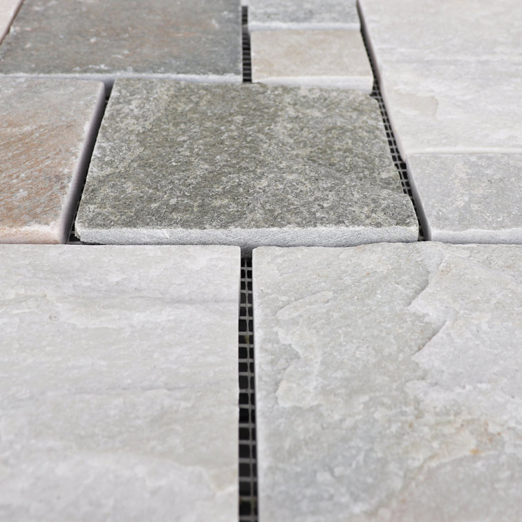 Natural Slate Stone Interlocking Outdoor Deck Tiles, 12" x 12"