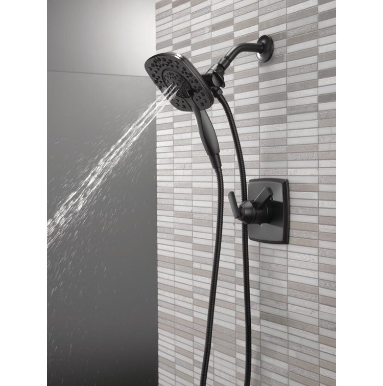 Matte Black Dual-Function Shower Trim Kit with Handheld Shower