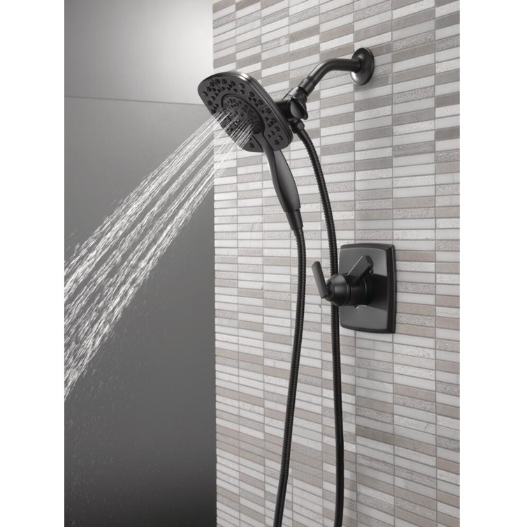 Matte Black Dual-Function Shower Trim Kit with Handheld Shower