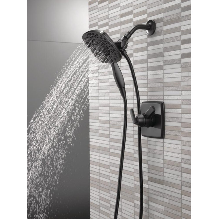 Matte Black Dual-Function Shower Trim Kit with Handheld Shower