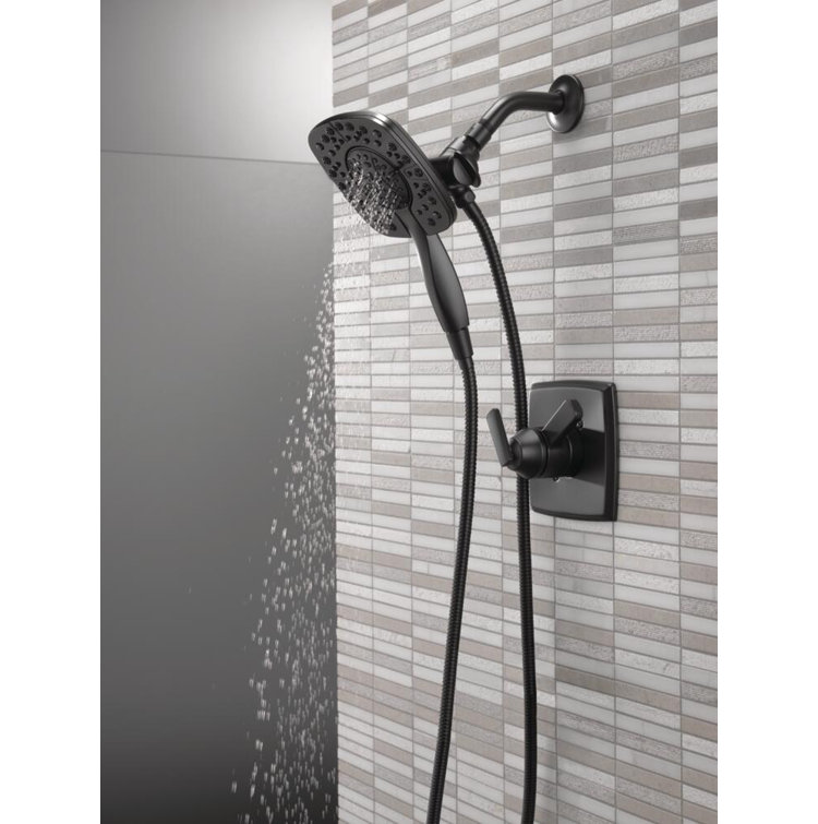 Matte Black Dual-Function Shower Trim Kit with Handheld Shower