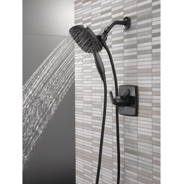 Matte Black Dual-Function Shower Trim Kit with Handheld Shower