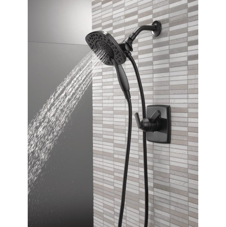 Matte Black Dual-Function Shower Trim Kit with Handheld Shower