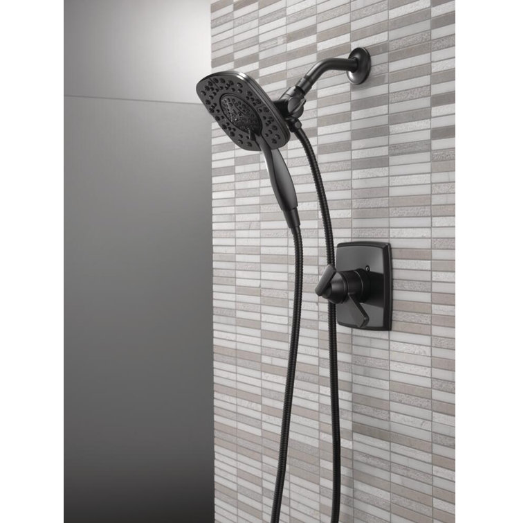 Matte Black Dual-Function Shower Trim Kit with Handheld Shower