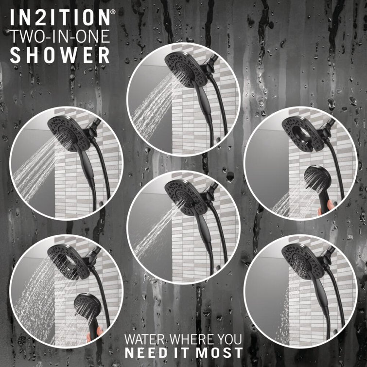 Matte Black Dual-Function Shower Trim Kit with Handheld Shower
