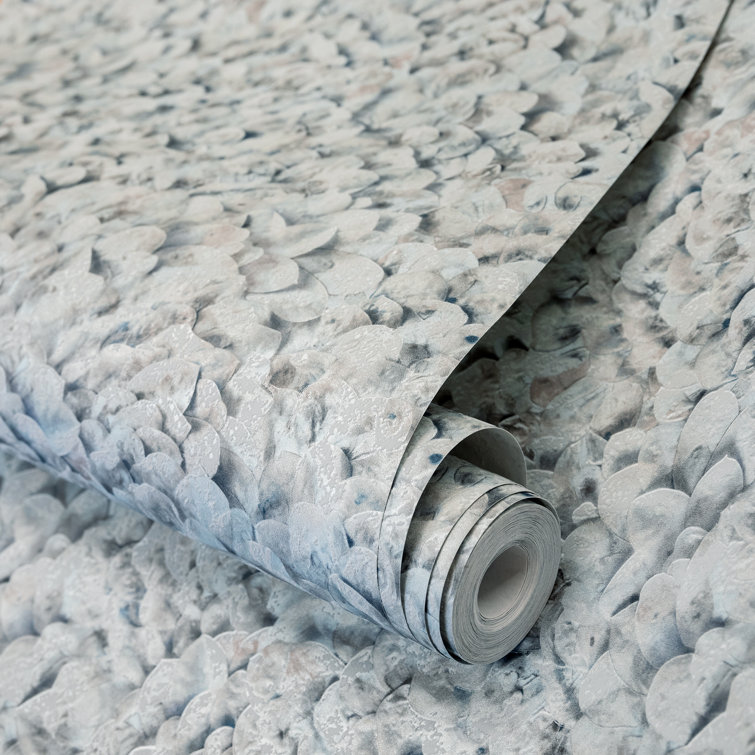 Gray Embossed 3D Floral Leaf Non-pasted Wallpaper Roll