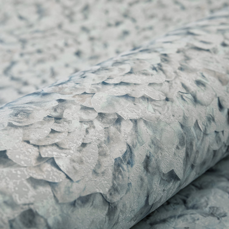 Gray Embossed 3D Floral Leaf Non-pasted Wallpaper Roll