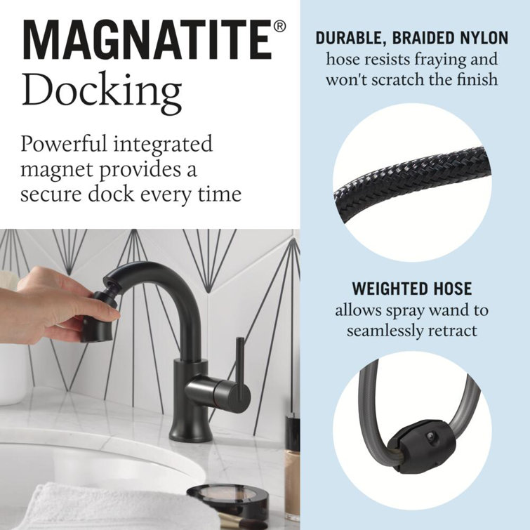 Matte Black Single Handle Pull Down Bathroom Faucet