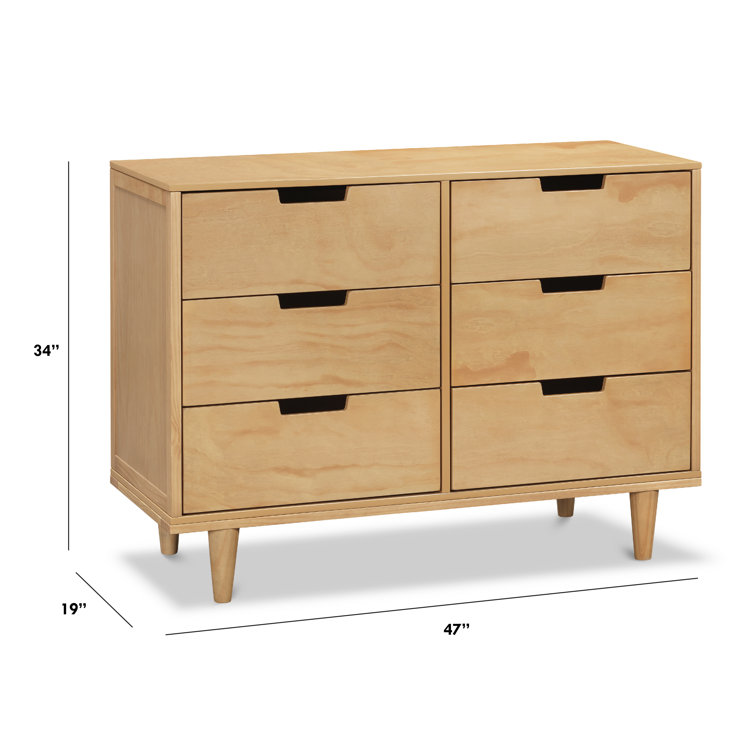 Honey Wood 6-Drawer Double Nursery Dresser