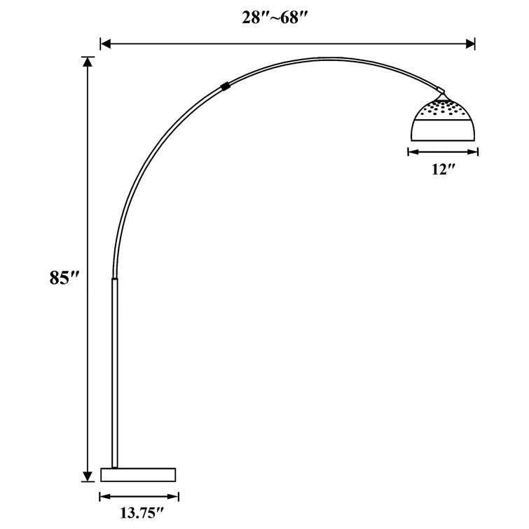 Contemporary Chrome Arc Adjustable Floor Lamp with Marble Base